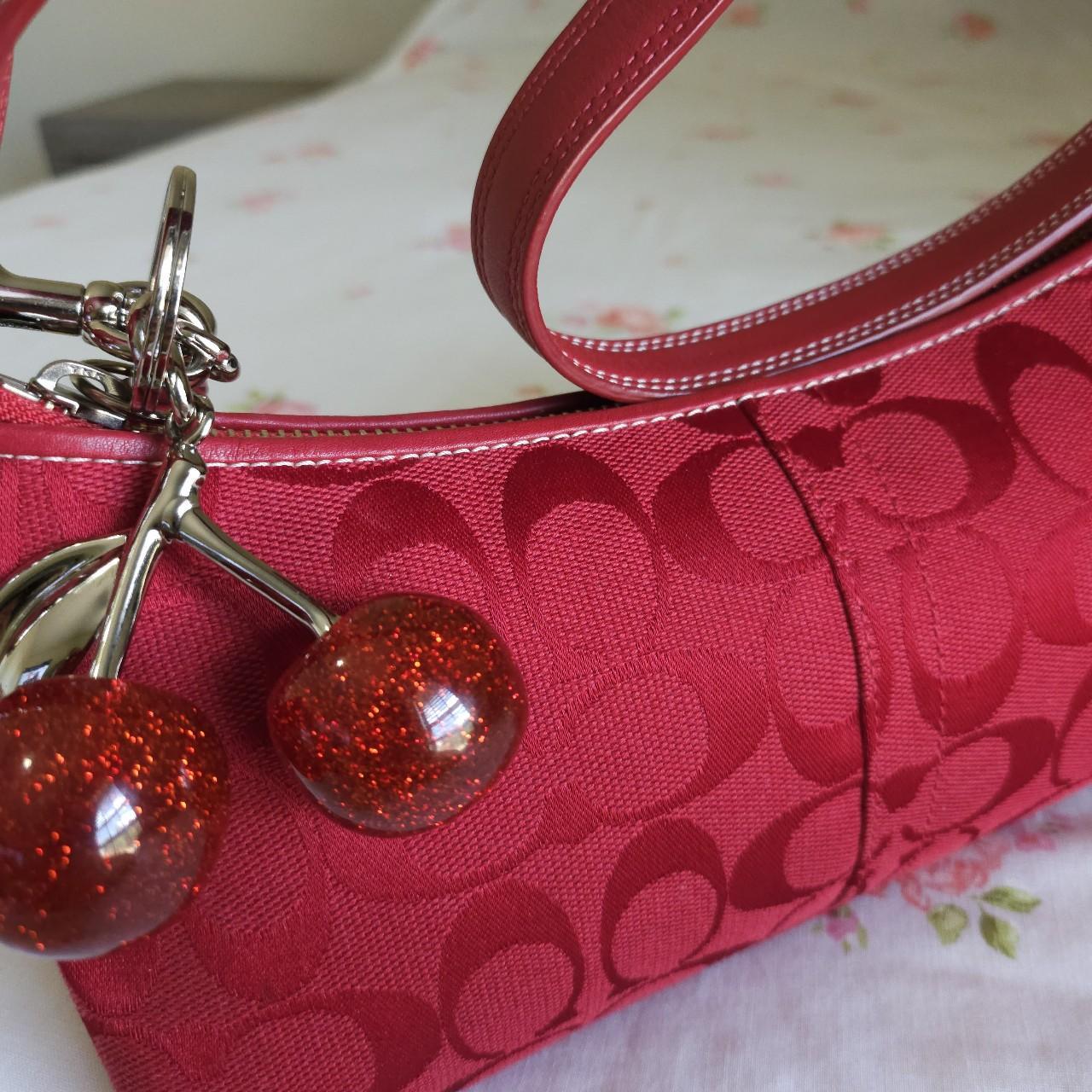 ๐ Y2K Vintage Rare Coach Red East West Baguette Shoulder Bag with coin purse ๐
